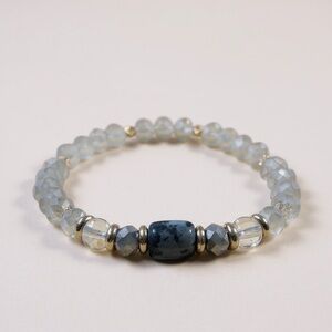 Handcrafted Labradorite Champagne Faceted Rondelle Stretch Bracelet